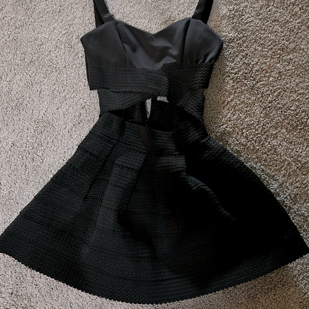 cut out front black dress